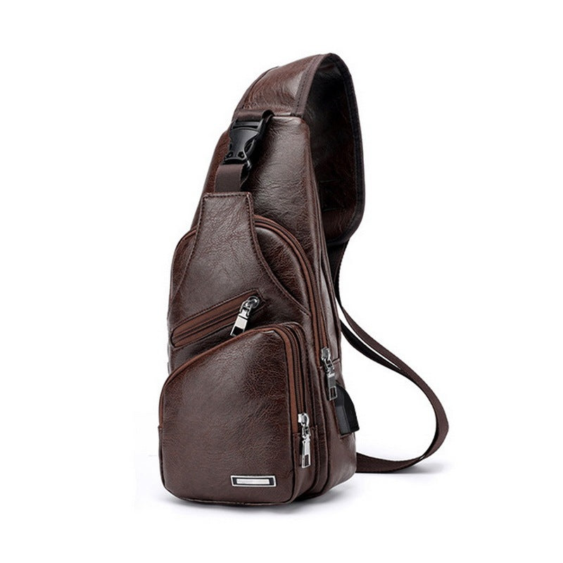 Bolso de carga USB para hombre, bolso de pecho para hombre, bolso de hombro personalizado de PU PVC, paquete Diagonal, bolso de viaje tipo mensajero, bolsos cruzados