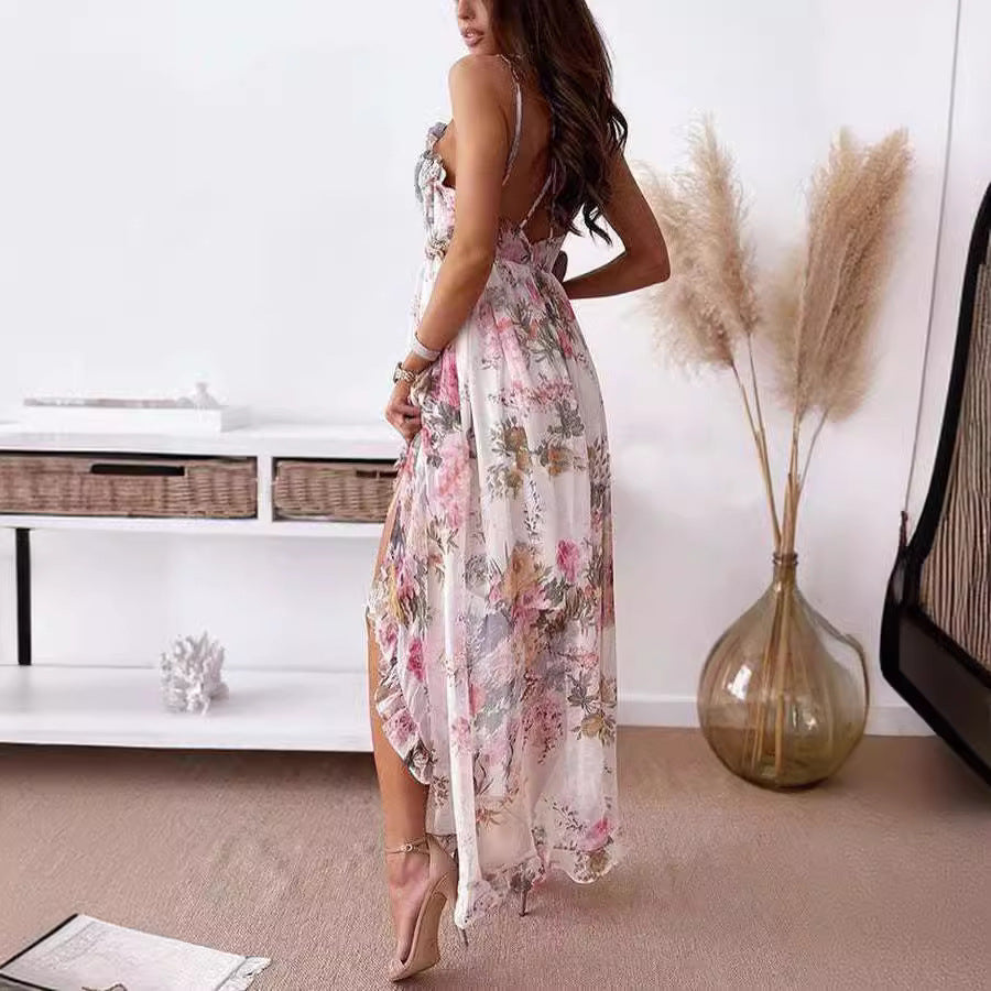 Fashionable And Sweet Temperament Fairy Print Suspender Dress