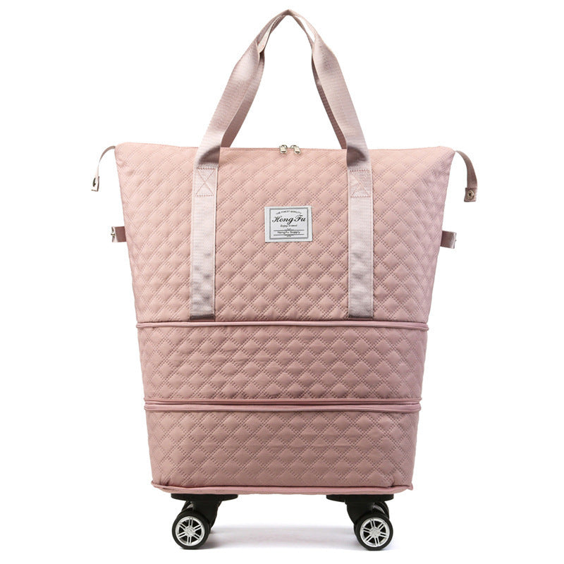 Bolsa de viaje universal con ruedas y rombos, ligera, con separación en seco y húmedo, de gran capacidad, para fitness y yoga.