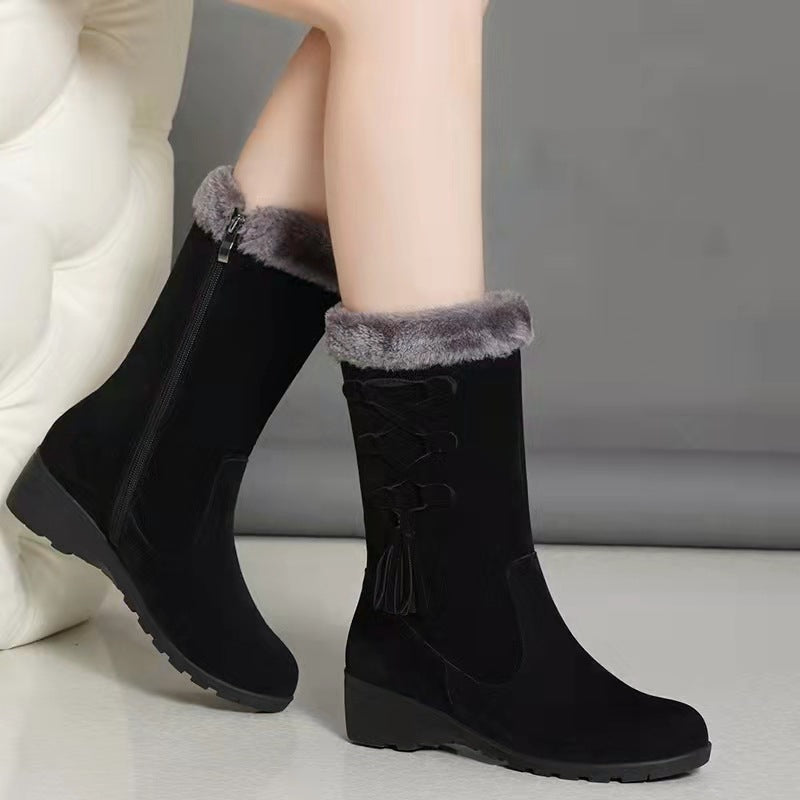 Botas de algodón Botas cálidas de lana más zapatos de algodón grueso de terciopelo