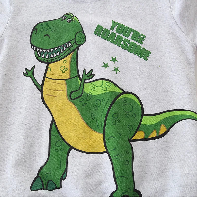 Sweat-shirt dinosaure imprimé en coton à manches longues pour garçons