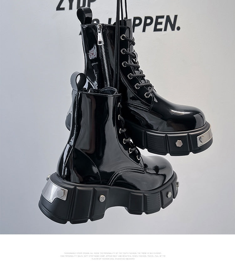 Nuevo Botas Martin con cordones y cabeza redonda con plataforma y tacón grueso para hombre