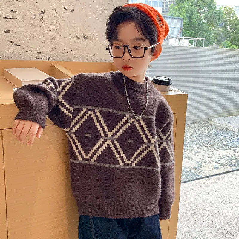 Suéter de lana de visón extranjero de nuevo estilo de invierno para niños