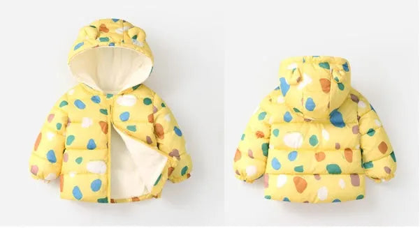 Nueva chaqueta de algodón con capucha ligera para niños de otoño e invierno fuera de temporada