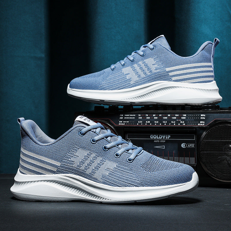 Zapatos casuales transpirables tejidos voladores de malla todo fósforo de moda para hombres