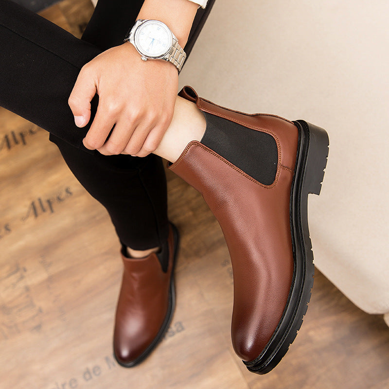 Moda para hombre Vestidos de fiesta de boda Botas de invierno de algodón cálido Cuero de vaca