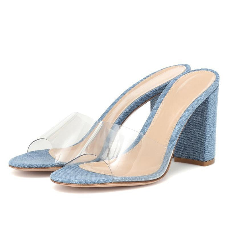 Sandalias de moda europeas y americanas de PVC con tacón grueso