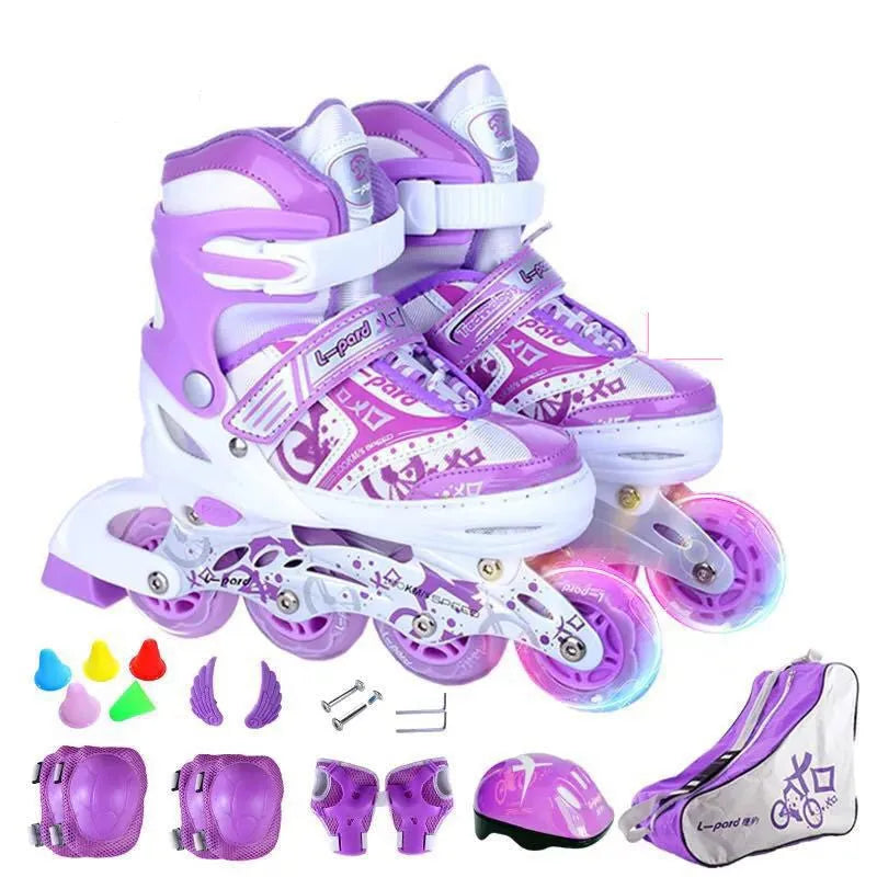 Skate Kids Juego completo para principiantes, zapatos de skate ajustables, patines para niños y mujeres