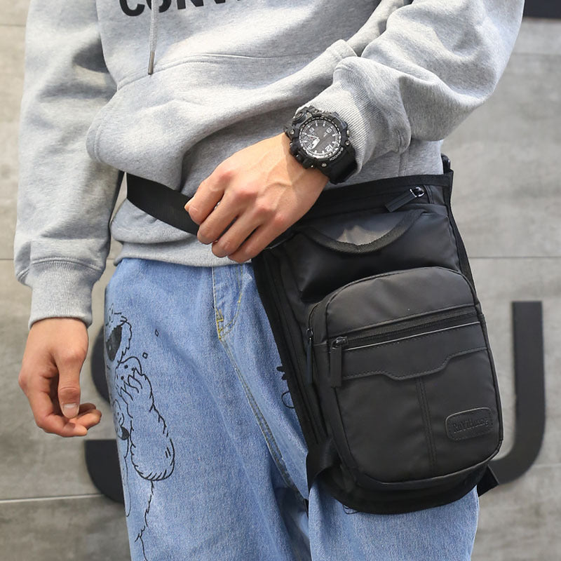 Hombres Impermeable Nylon LegsBag Muslo Cadera Bolsas Fanny Pack Moda