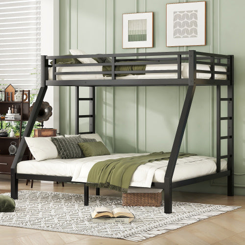 Litera de metal Twin XL sobre Queen para adolescentes y adultos, ahorra espacio, reduce el ruido y no necesita somier.