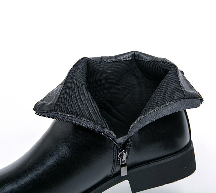 Zapatos de cuero de caña alta de moda de estilo británico para hombres Botas Martin de media caña con cremallera lateral