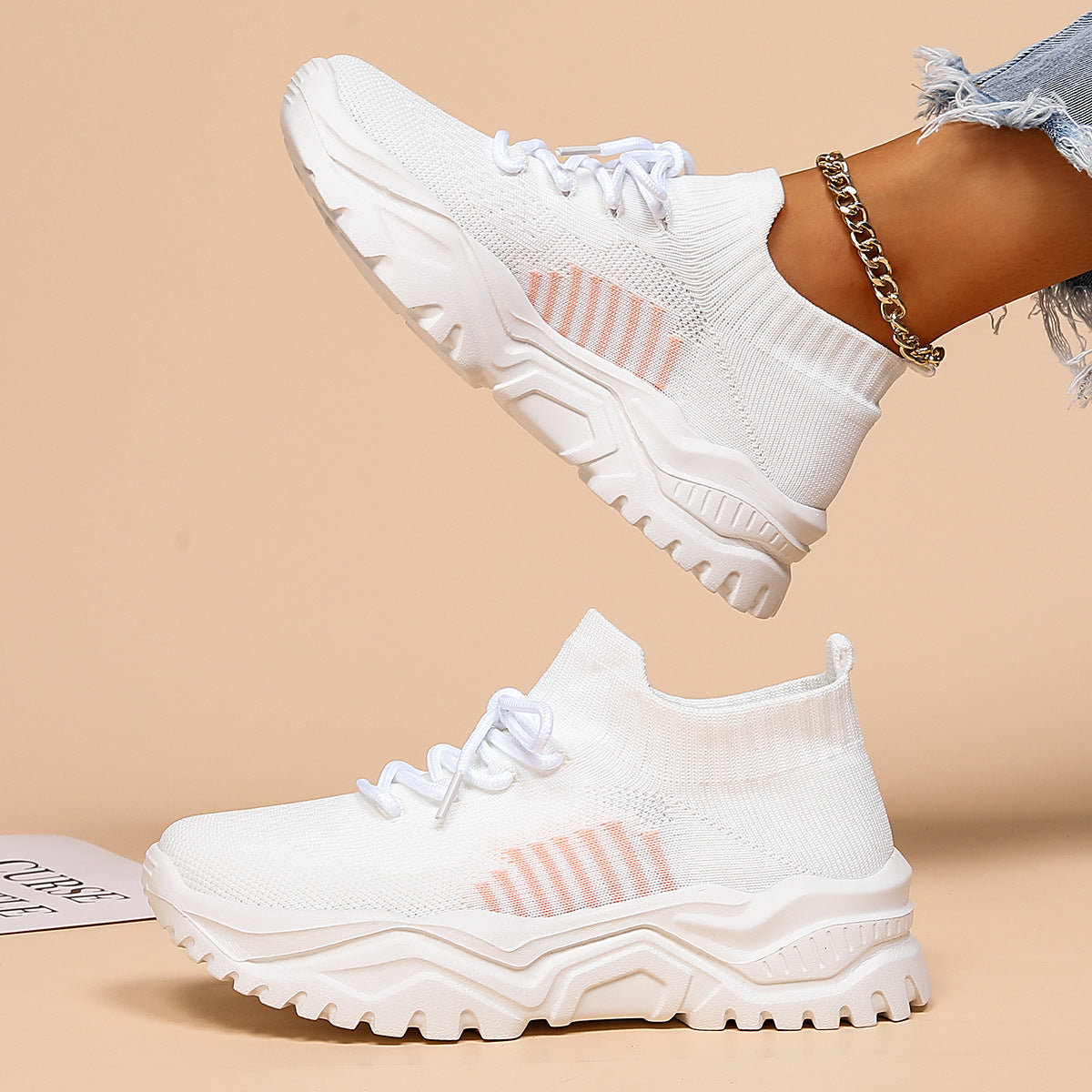 Zapatos deportivos con calcetines Flyknit transpirables de talla grande