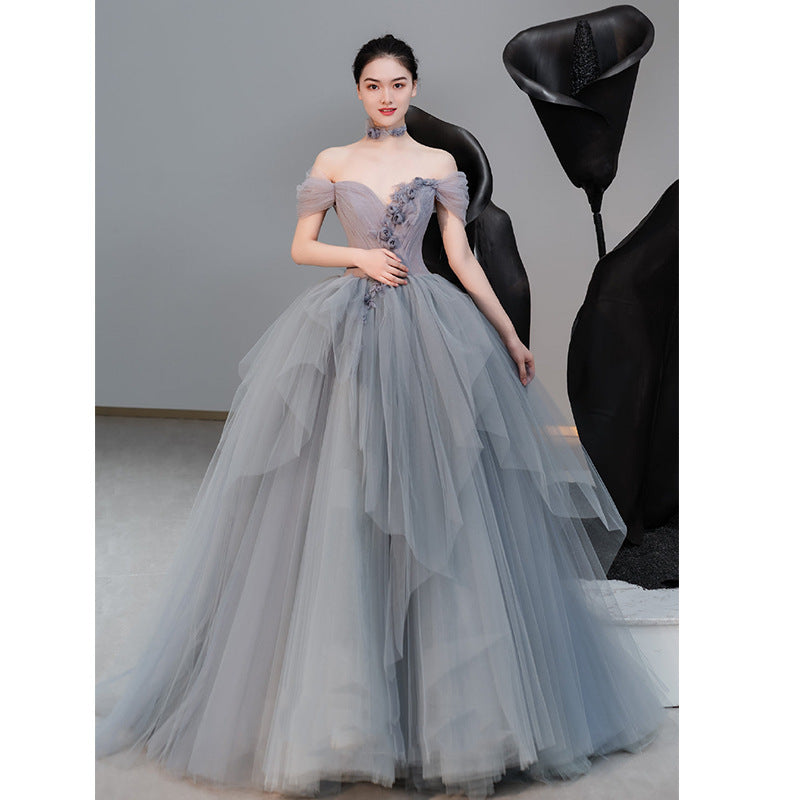 Vestido de princesa con tul y tutú para banquete francés, con textura femenina, para regalo de anfitriona