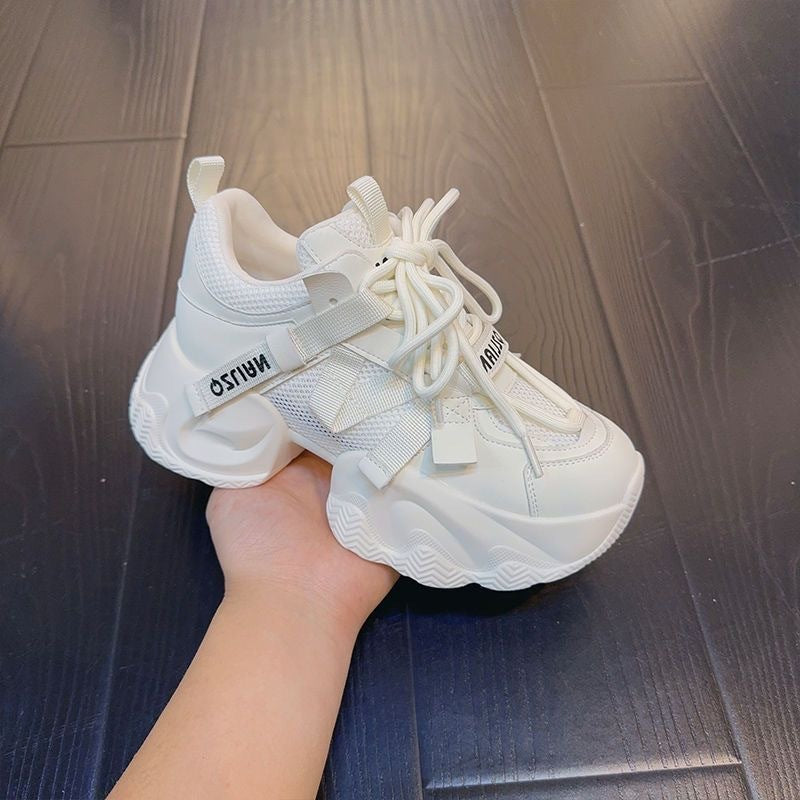 Zapatillas de deporte de suela gruesa de moda para mujer que combinan con todo