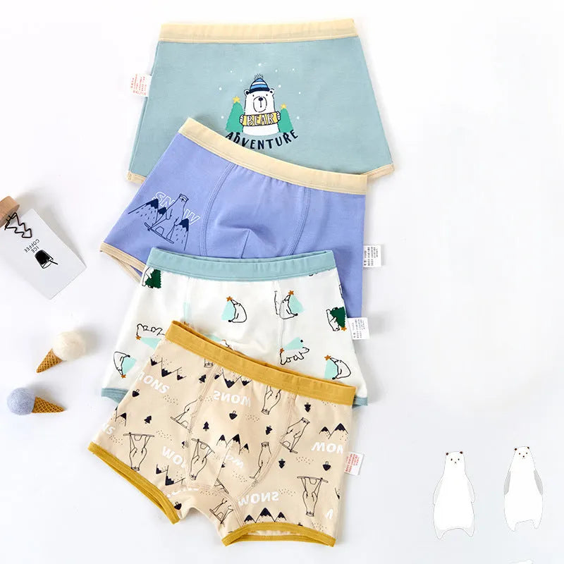 Calzoncillos tipo bóxer para niños de algodón simple con dibujos animados