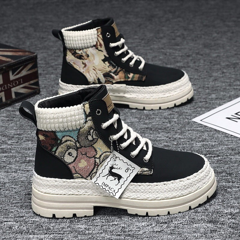 Zapatos de caña alta con botas de trabajo informales que combinan con todo para hombre