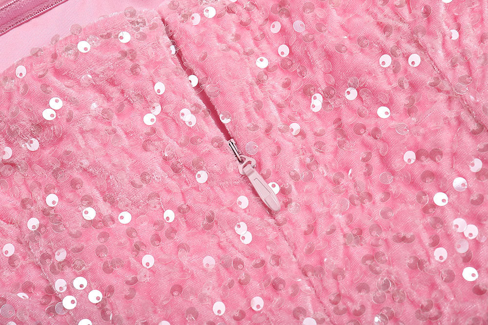 Vestido largo ajustado con hombros descubiertos y lentejuelas para mujer, con lazo y espalda descubierta