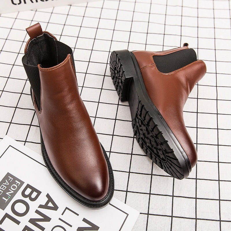 Moda para hombre Vestidos de fiesta de boda Botas de invierno de algodón cálido Cuero de vaca