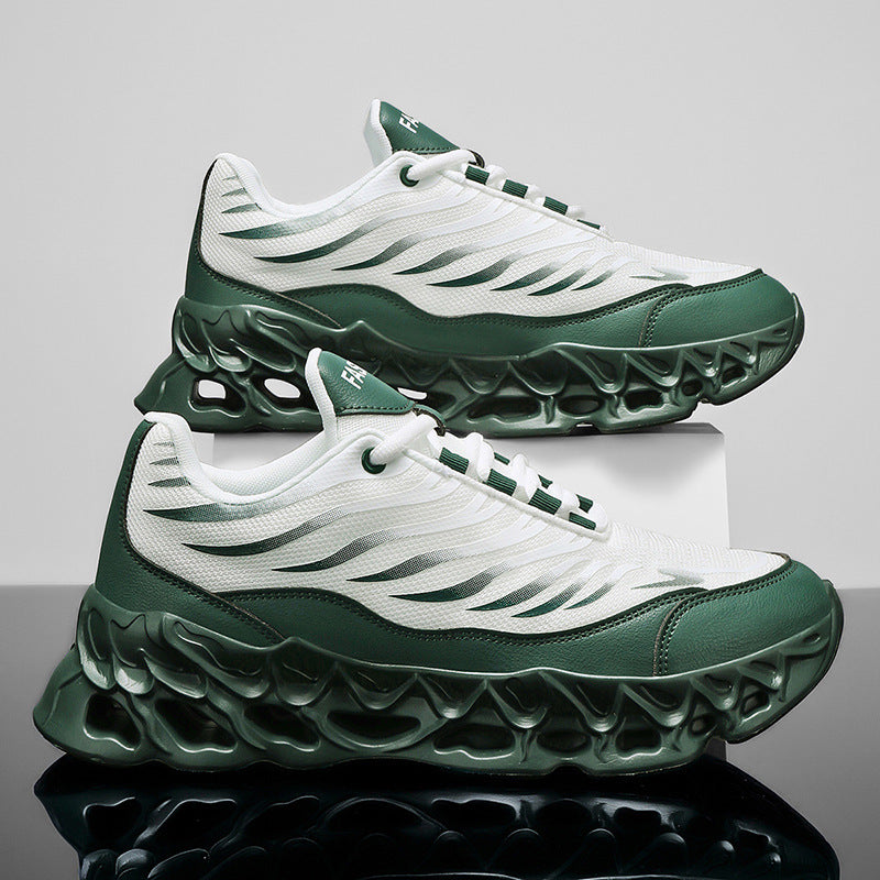Zapatillas deportivas con cordones para hombre, suela gruesa, vulcanizadas, para correr al aire libre y deportes casuales.