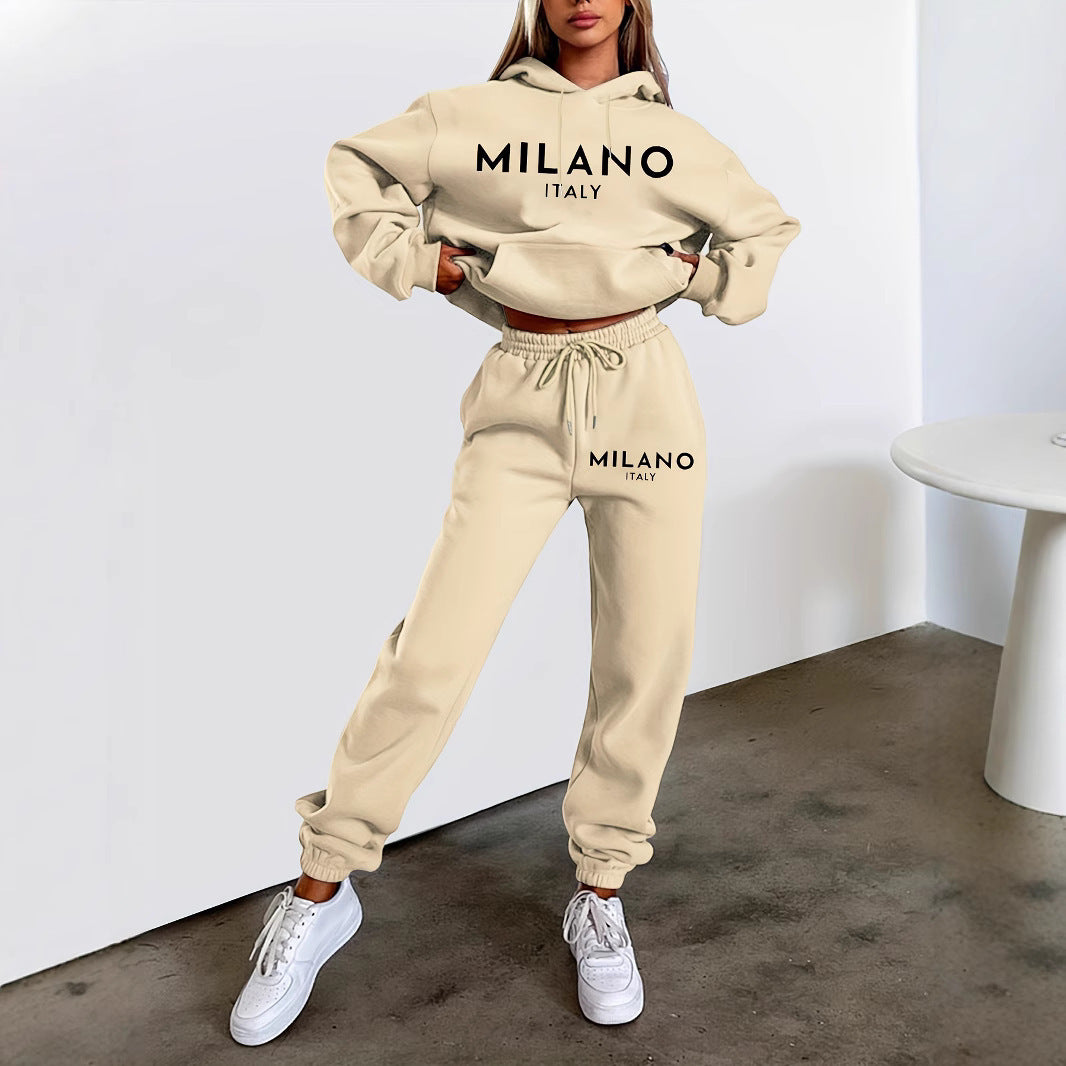 Traje con capucha estampada de moda para mujer