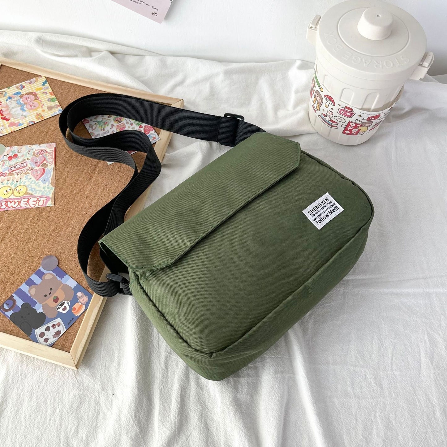 Ins Messenger Bags mujeres hombres bolso de hombro tipo bandolera Casual pareja pequeño bolso con solapa