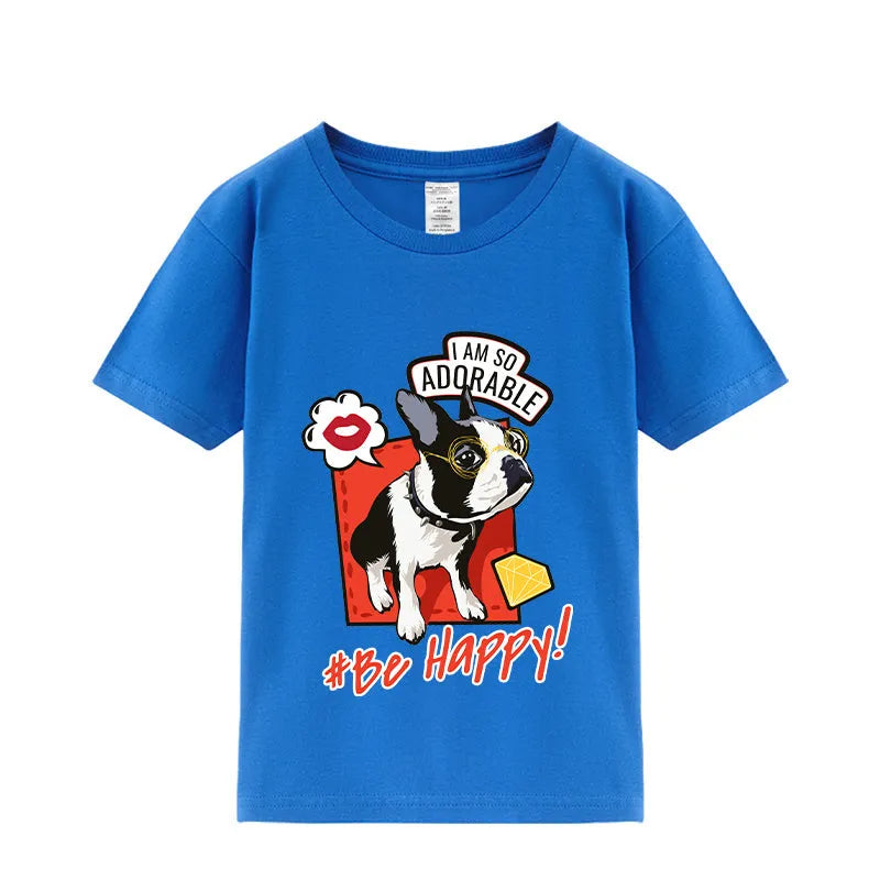 Camisa de media manga con estampado de bulldog francés lindo de verano