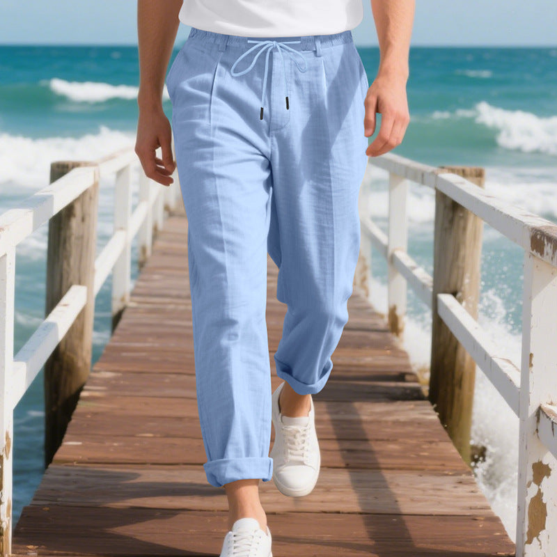 American Linen Men's Casual Pants Summer Loose Straight