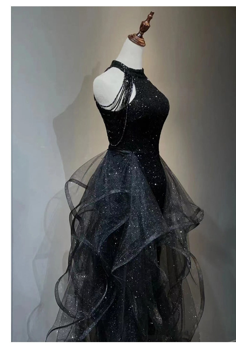 Vestido de noche negro para mujer