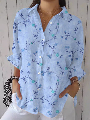 New Women's Long Sleeved Shirt For Summer Fashion, 3D Printed Shirt With Floral Pattern