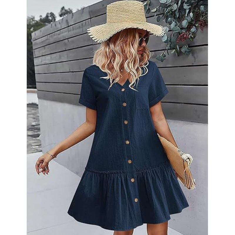 Women's Loose Summer Cotton And Linen Dress
