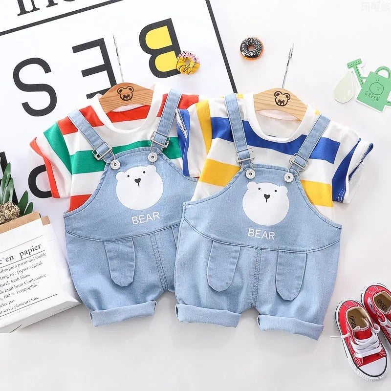 Camiseta informal de manga corta a rayas de verano para niños