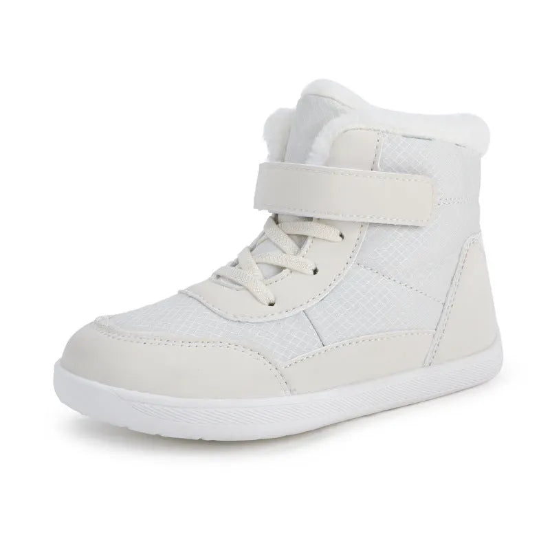 Botas altas para niños con terciopelo grueso y punta ancha, zapatos acolchados de algodón para mantener el calor al aire libre