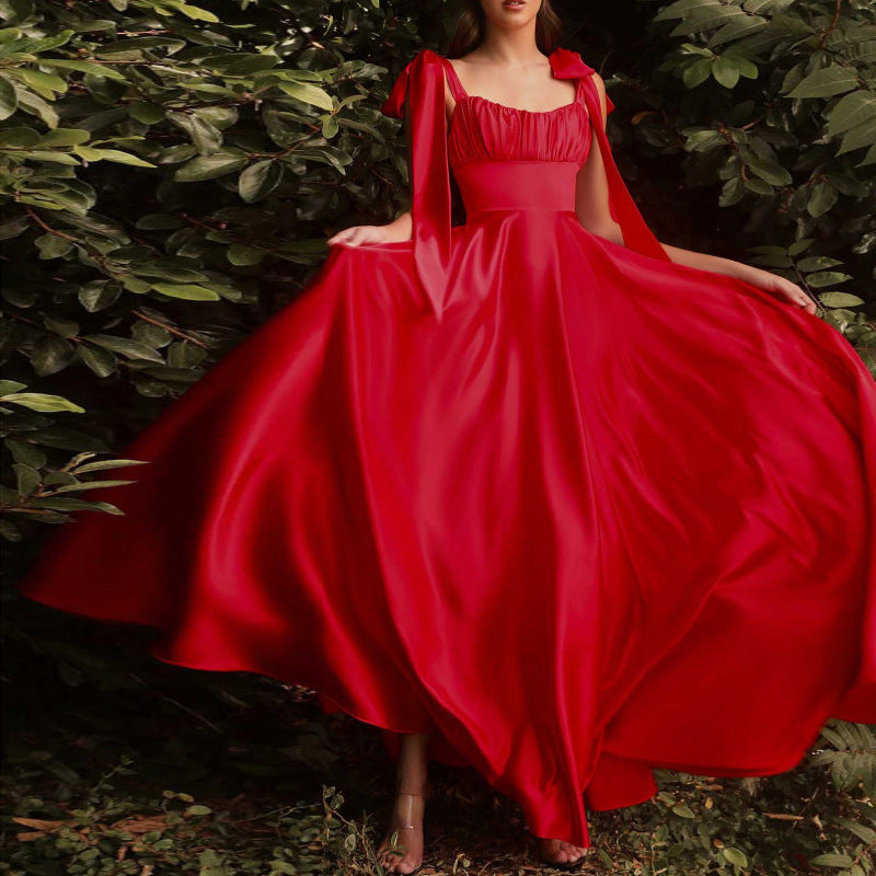 Vestido de noche de dama de honor sin mangas de moda para mujer