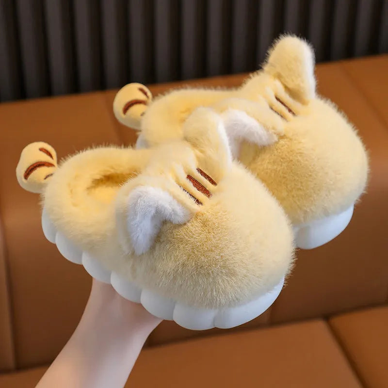 Pantuflas De Algodón Para Niños, Lindo Gatito, Resistentes Al Cálido Y Al Frío, Suela Gruesa Y Suave.
