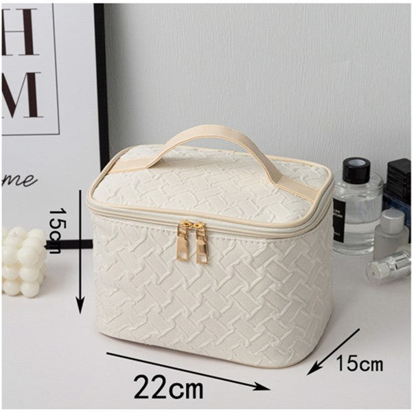 Bolsa de maquillaje portátil de viaje de gran capacidad blanca
