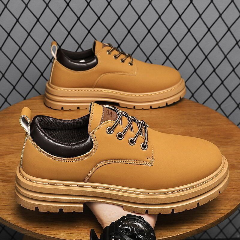 Otoño Nuevos Zapatos de Cuero con Plataforma Transpirable Martin para Hombre Botas Casuales
