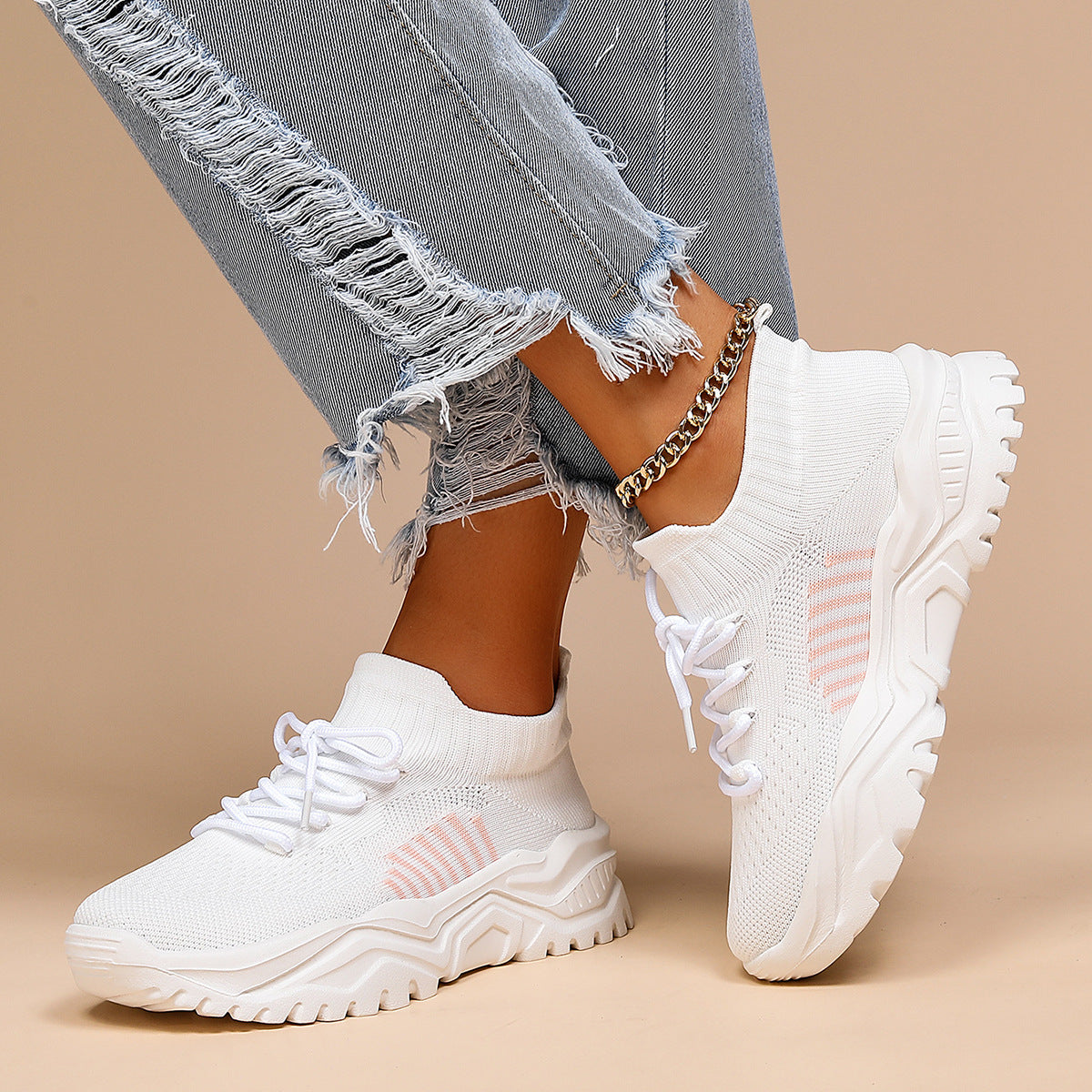 Zapatos deportivos con calcetines Flyknit transpirables de talla grande