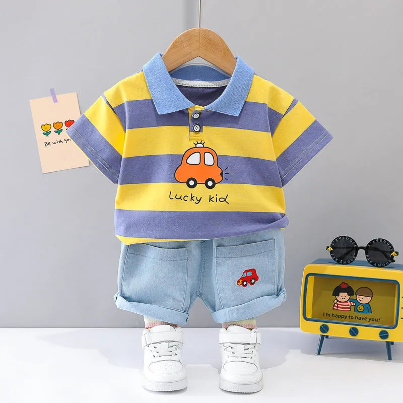 Polo de solapa de estilo coreano de manga corta de verano para niño