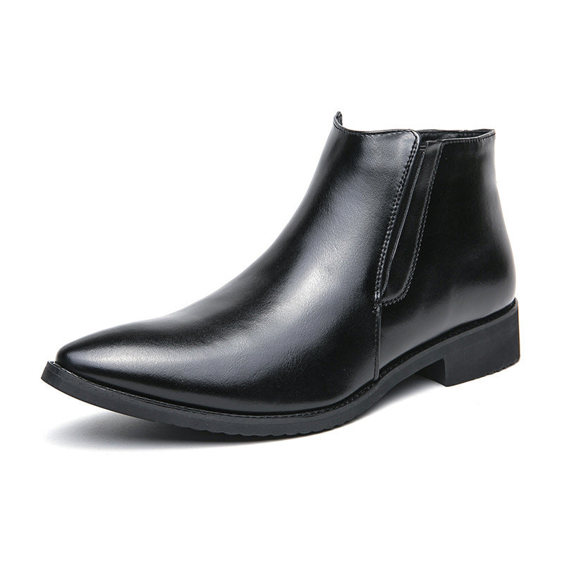 Zapatos de cuero de caña alta Botas de tobillo para ropa de trabajo británica con cremallera lateral para hombres