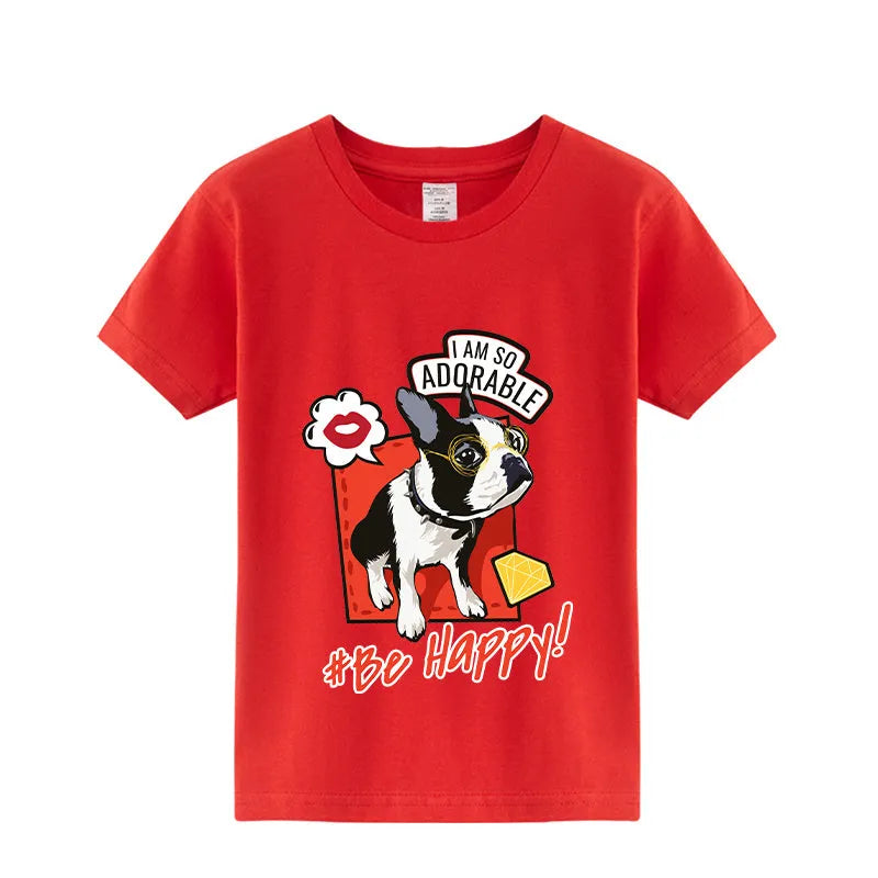 Camisa de media manga con estampado de bulldog francés lindo de verano