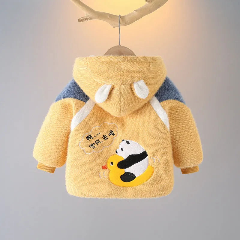 Chaqueta acolchada de terciopelo y terciopelo de visón de invierno cálido para niños