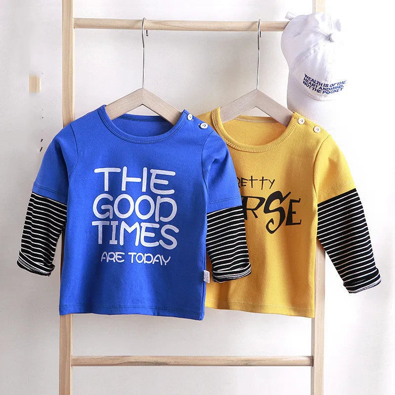 Camiseta de manga larga para niños Top individual de algodón