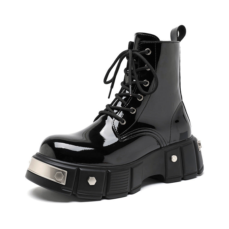 Nuevo Botas Martin con cordones y cabeza redonda con plataforma y tacón grueso para hombre