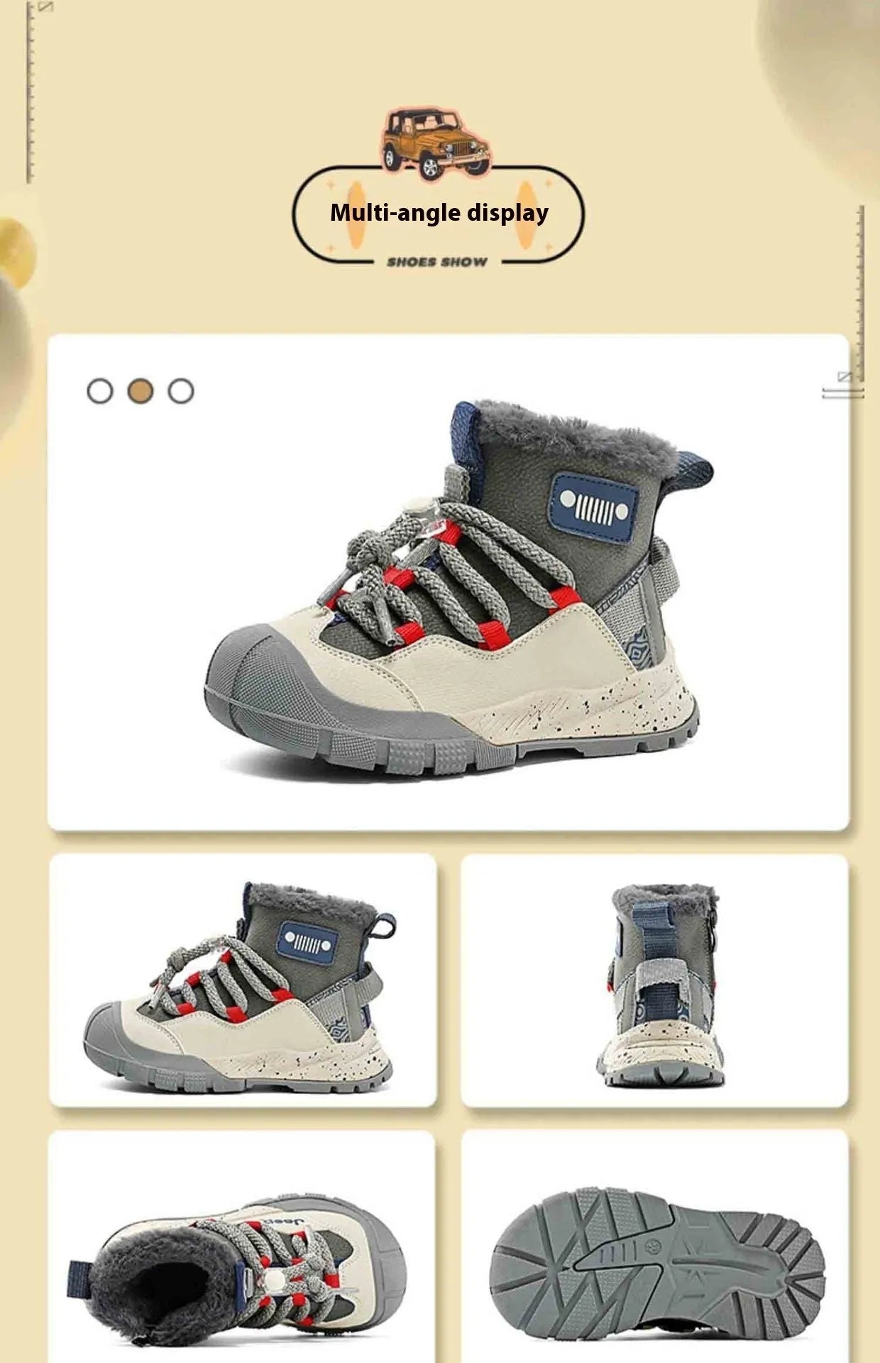 Zapatilla para niños impermeable para la nieve con forro polar