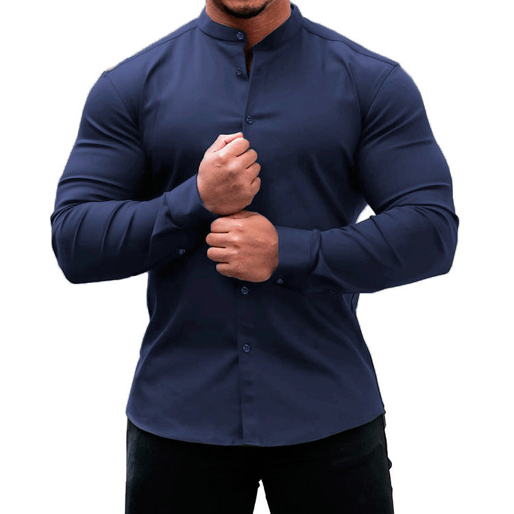 Camisa de manga larga para hombre, Tops informales con botones, ropa informal de Color sólido para hombre