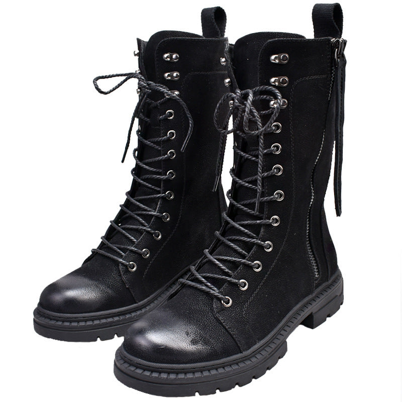 Botas Martin con punta redonda y tubo medio, botas de cuero, botas de vaquero para hombre