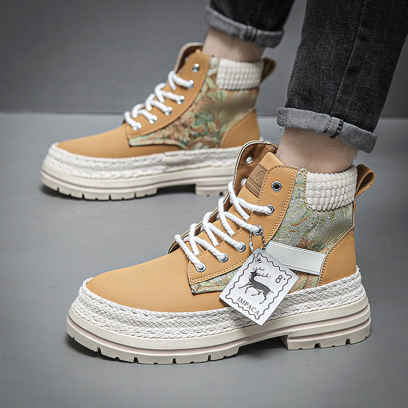 Zapatos de caña alta con botas de trabajo informales que combinan con todo para hombre
