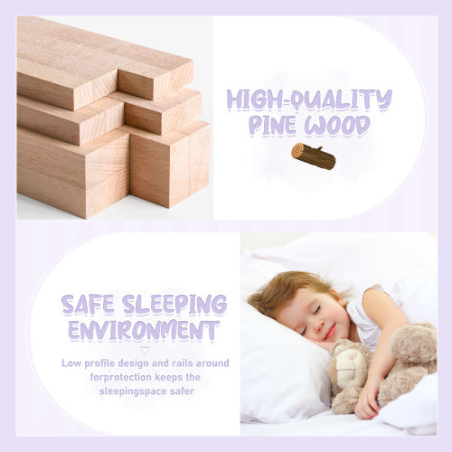 Cama de tamaño completo con barandillas de seguridad y puerta para niños, color blanco