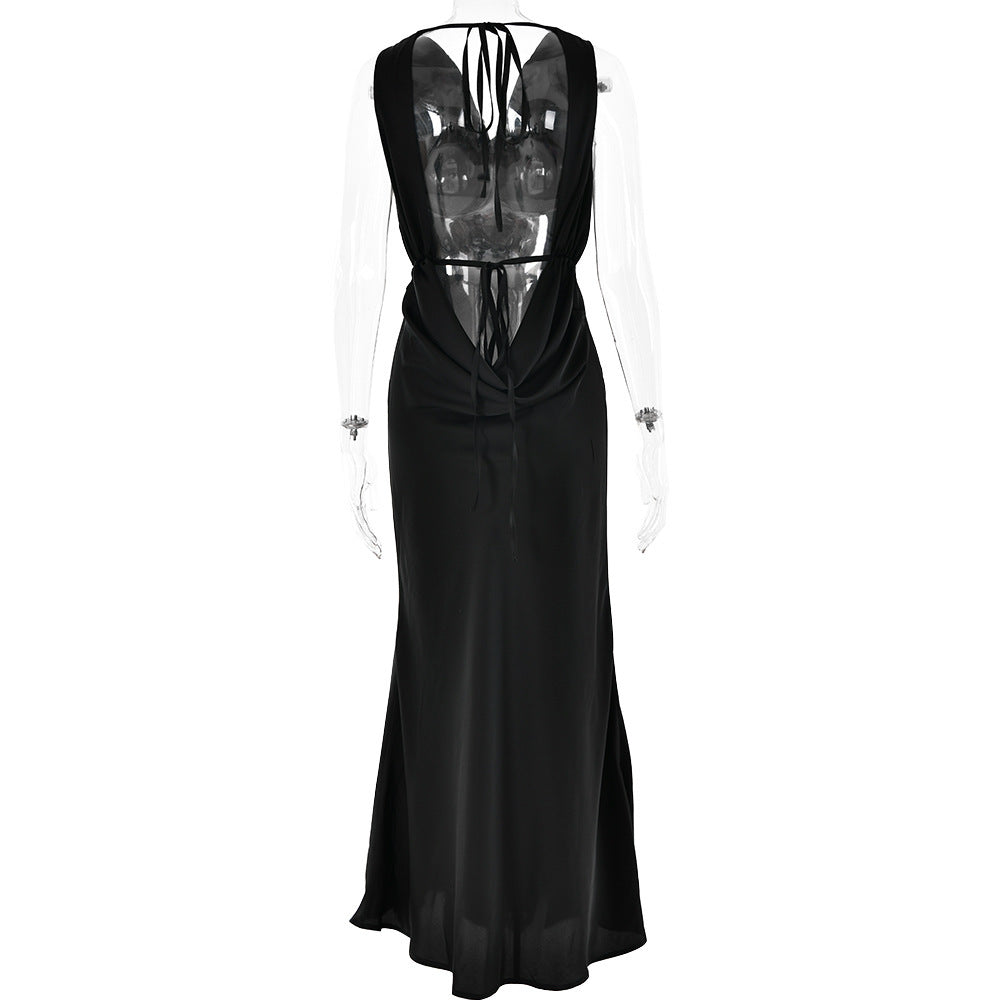 Vestido largo de noche con cordones estilo banquete para mujer