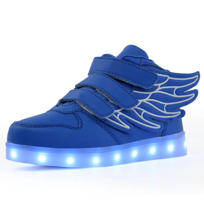 Zapatos para niños Zapatos de luz LED alas para niños zapatos ligeros carga usb zapatos luminosos coloridos zapatos ligeros casuales